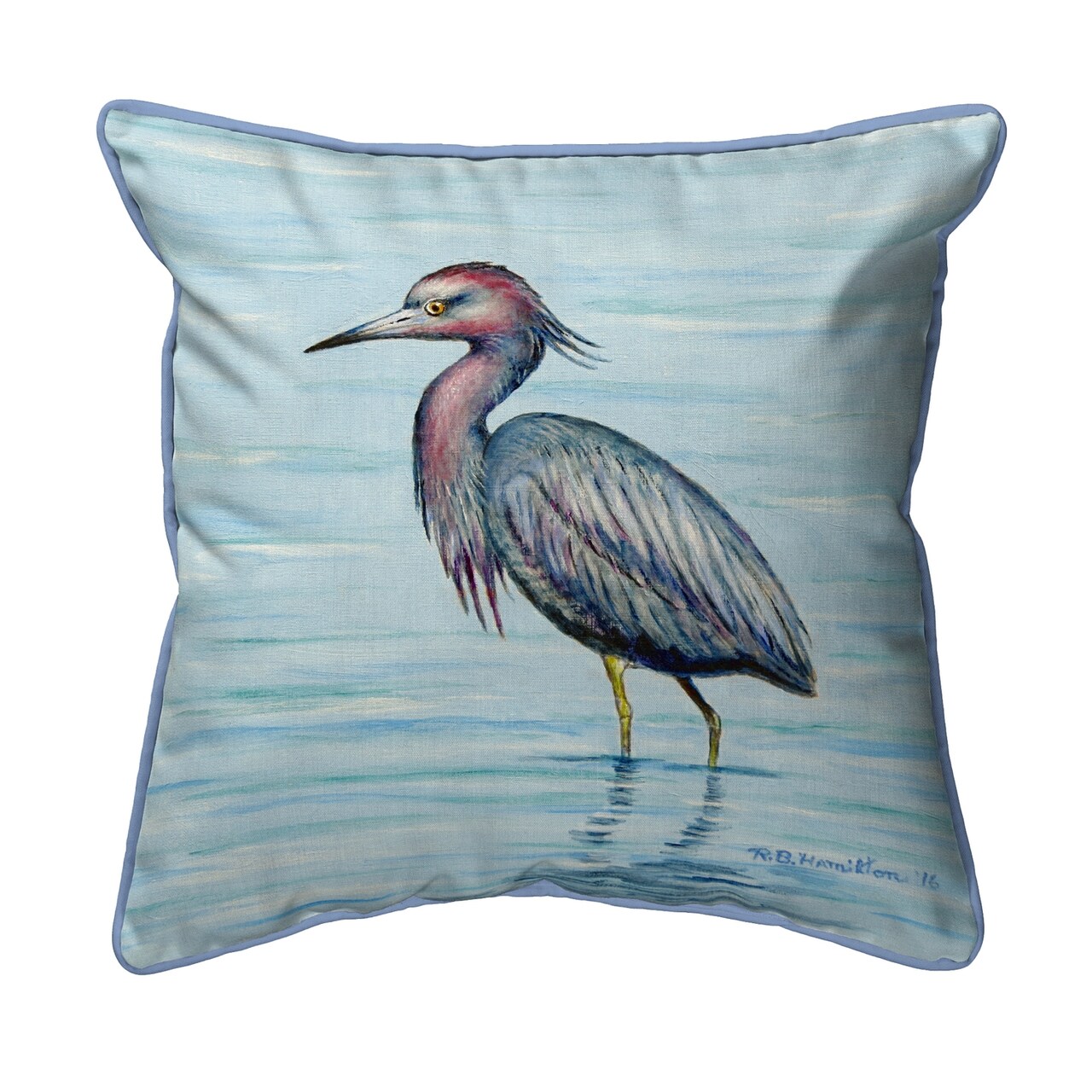 Betsy Drake Little Blue Heron Extra Large Zippered Pillow 22x22